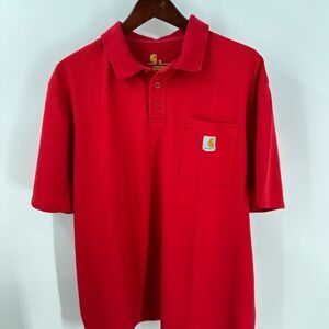 Carhartt Original Fit Chest Pocket Performance Golf Polo Shirt Red Size XL